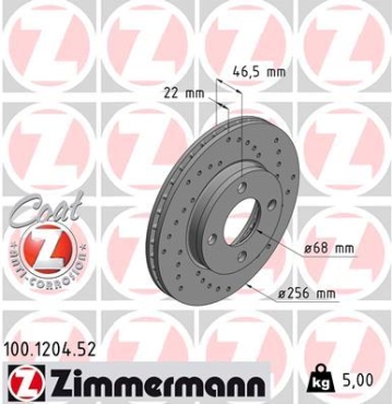 Zimmermann Sport Brake Disc for AUDI 100 Avant (43, C2) front