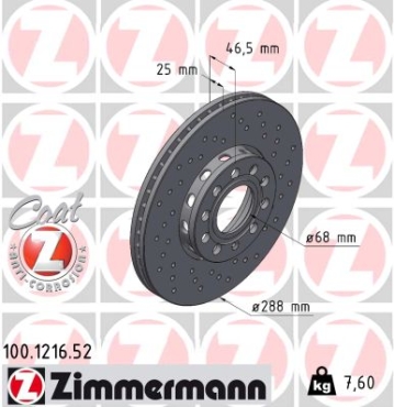 Zimmermann Sport Brake Disc for VW PASSAT (3B2) front