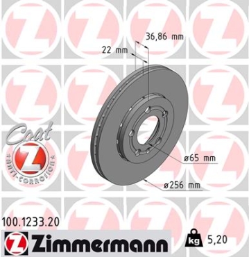 Zimmermann Brake Disc for SKODA FABIA III Kombi (NJ5) front