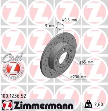 Zimmermann Sport Brake Disc for SKODA OCTAVIA I (1U2) rear