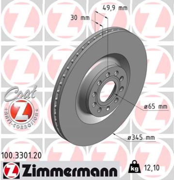 Zimmermann Brake Disc for SKODA SUPERB II (3T4) front