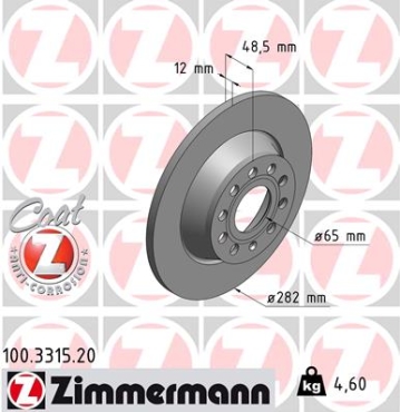 Zimmermann Brake Disc for SEAT ALTEA XL (5P5, 5P8) rear