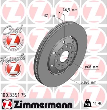 Zimmermann Bremsscheibe Formula Z für AUDI A4 Avant (8D5, B5) vorne links