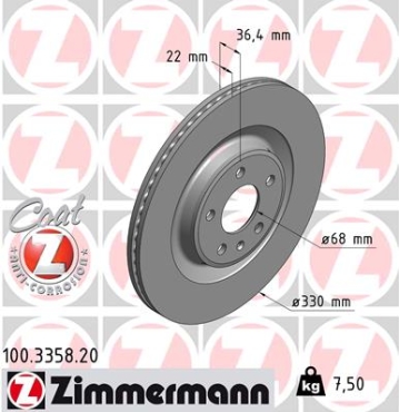 Zimmermann Brake Disc for AUDI A5 Sportback (F5A) rear