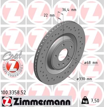 Zimmermann Sportbremsscheibe Sport Z für AUDI A6 (4G2, 4GC, C7) hinten