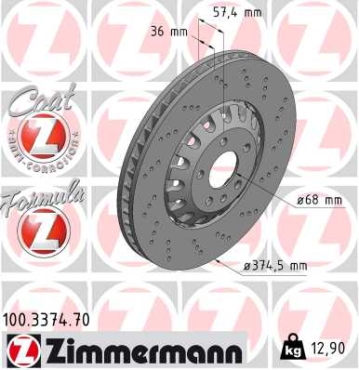 Zimmermann Bremsscheibe Formula Z für VW TOUAREG (CR7) vorne