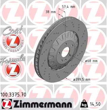 Zimmermann Bremsscheibe Formula Z für AUDI A8 D5 (4N2, 4N8, 4NC, 4NL) vorne
