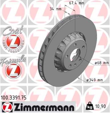 Zimmermann Bremsscheibe Formula Z für AUDI A6 Allroad C8 (4AH) vorne