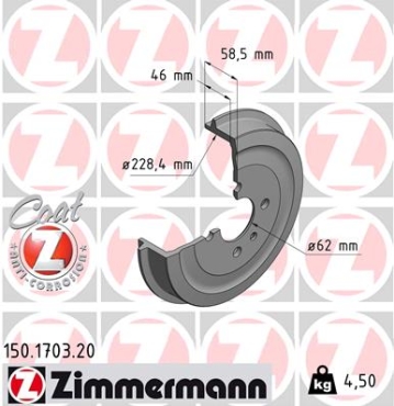 Zimmermann Brake Drum for BMW 3 (E30) rear