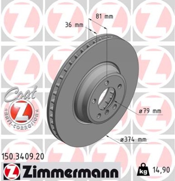 Zimmermann Bremsscheibe für BMW 7 (E65, E66, E67) vorne