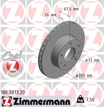 Zimmermann Brake Disc for PEUGEOT BOXER Bus (230P) front
