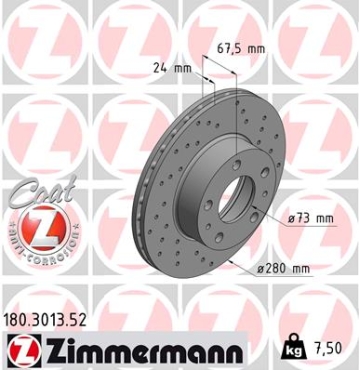 Zimmermann Sport Brake Disc for CITROËN JUMPER Kasten (244) front