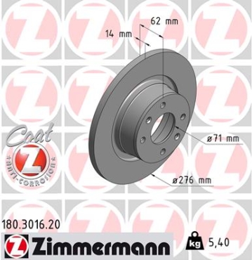 Zimmermann Brake Disc for CITROËN C5 I (DC_) rear