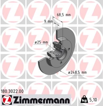 Zimmermann Brake Disc for PEUGEOT 207 CC (WD_) rear