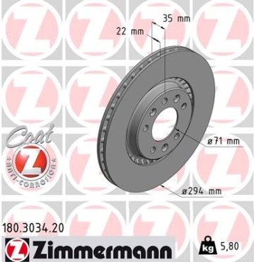 Zimmermann Brake Disc for PEUGEOT TRAVELLER (V_) rear