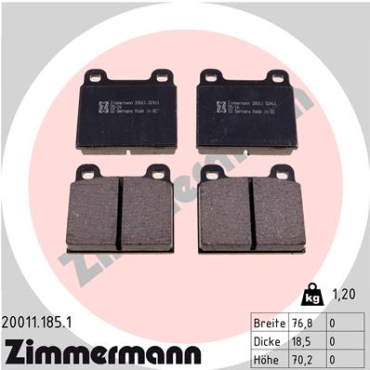 Zimmermann Brake pads for VW TRANSPORTER T1 Kasten (21, 23) front