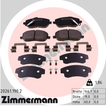 Zimmermann Brake pads for CITROËN JUMPY (U6U) front