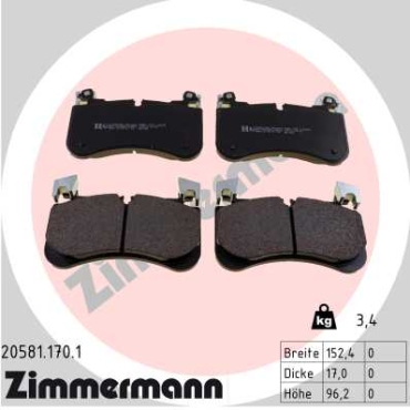 Zimmermann Brake pads for LAND ROVER RANGE ROVER IV (L405) front