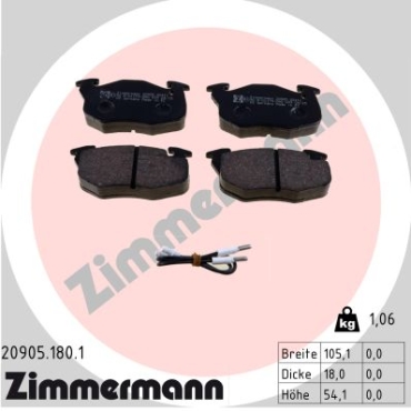 Zimmermann Brake pads for RENAULT 20 (127_) front