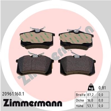 Zimmermann Brake pads for RENAULT MODUS / GRAND MODUS (F/JP0_) rear