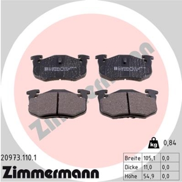 Zimmermann Brake pads for RENAULT 19 II Cabriolet (D53_, 853_) rear