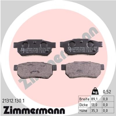 Zimmermann Brake pads for HONDA INTEGRA Schrägheck (DA) rear