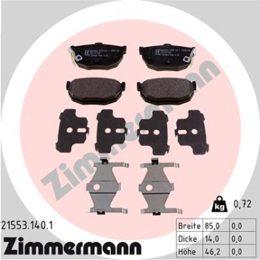 Zimmermann Brake pads for KIA CERATO Schrägheck (LD) rear