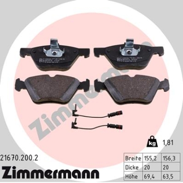 Zimmermann Brake pads for MERCEDES-BENZ SLK (R170) front