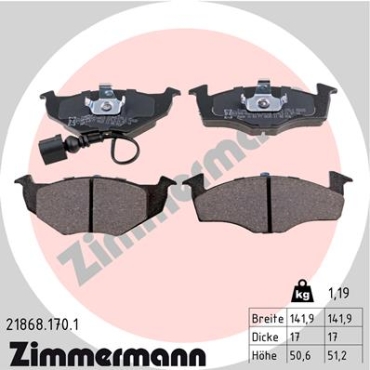 Zimmermann Brake pads for SEAT CORDOBA (6L2) front
