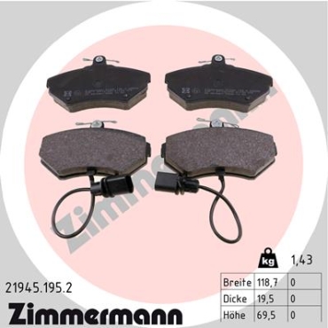 Zimmermann Brake pads for AUDI A4 Avant (8D5, B5) front