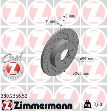 Zimmermann Sport Brake Disc for FIAT PANDA / PANDA CLASSIC (169_) front