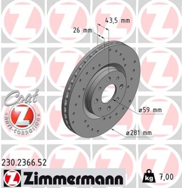 Zimmermann Sport Brake Disc for LANCIA DELTA III (844_) front