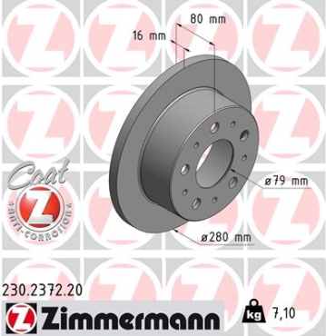 Zimmermann Brake Disc for PEUGEOT BOXER Kasten rear