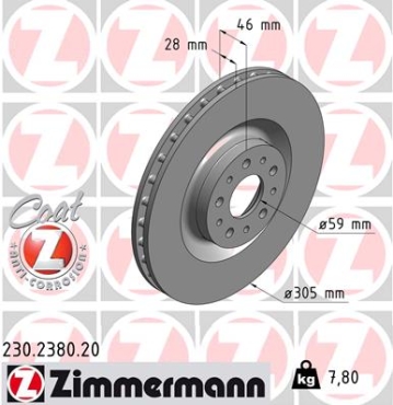Zimmermann Brake Disc for OPEL COMBO Combi / Tour (X12) front
