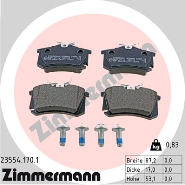 Zimmermann Brake pads for SKODA OCTAVIA II (1Z3) rear