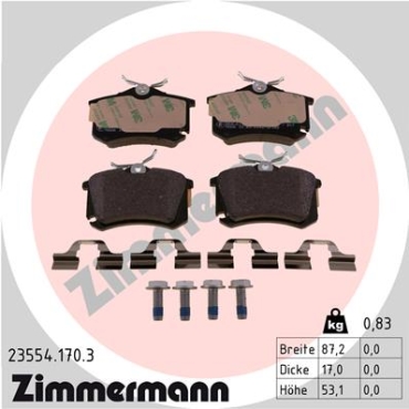 Zimmermann Brake pads for SEAT TOLEDO IV (KG3) rear