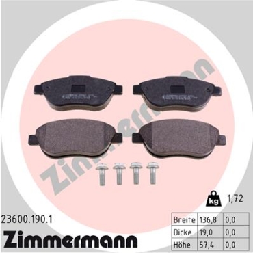 Zimmermann Brake pads for FIAT DOBLO Großraumlimousine (119_, 223_) front