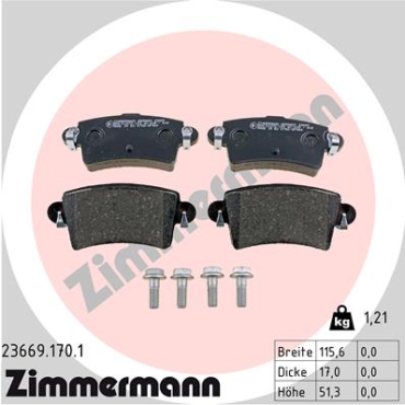 Zimmermann Brake pads for OPEL MOVANO Kasten (X70) rear
