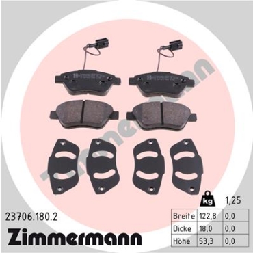 Zimmermann Brake pads for PEUGEOT BIPPER Tepee front