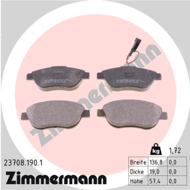 Zimmermann Brake pads for FIAT DOBLO Kombi (263_) front