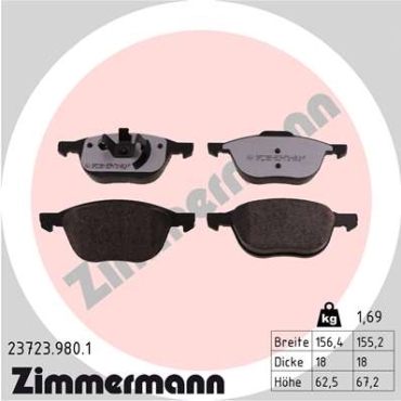 Zimmermann rd:z Brake pads for MAZDA 3 Stufenheck (BL) front