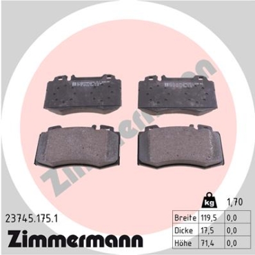 Zimmermann Brake pads for MERCEDES-BENZ CLK Cabriolet (A209) front