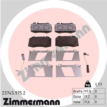 Zimmermann rd:z Brake pads for MERCEDES-BENZ C-KLASSE T-Model (S203) front