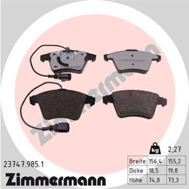 Zimmermann rd:z Bremsbeläge für VW TOUAREG (7LA, 7L6, 7L7) vorne