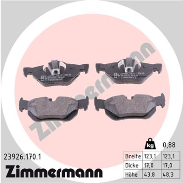 Zimmermann Brake pads for BMW 1 Coupe (E82) rear