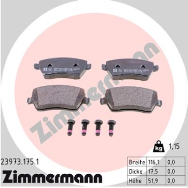 Zimmermann Brake pads for RENAULT KANGOO / GRAND KANGOO (KW0/1_) front/rear
