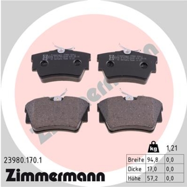Zimmermann Brake pads for OPEL VIVARO B Kasten (X82) rear