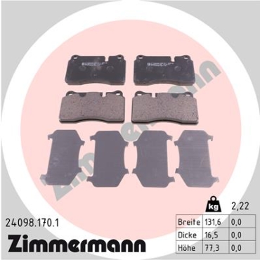 Zimmermann Brake pads for VW TOUAREG (CR7) front