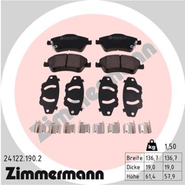 Zimmermann Bremsbeläge für TOYOTA AURIS (_E15_) vorne