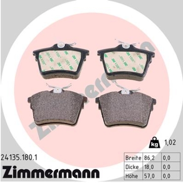 Zimmermann Brake pads for CITROËN EVASION Großraumlimousine (22, U6) rear